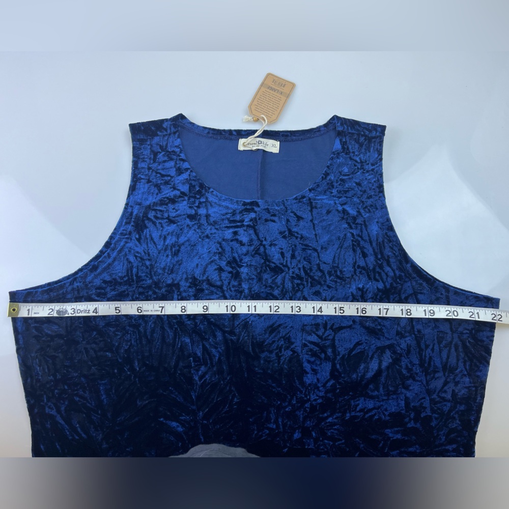 Natural Life Veronica Navy Crushed Velvet Sleeveless Maxi Dress N266-15 - Picture 8 of 9